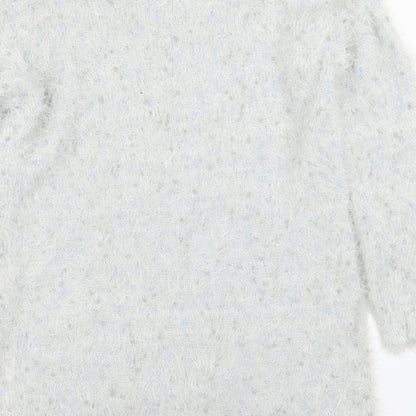 F&F Womens White Crew Neck  Polyamide Pullover Jumper Size 12