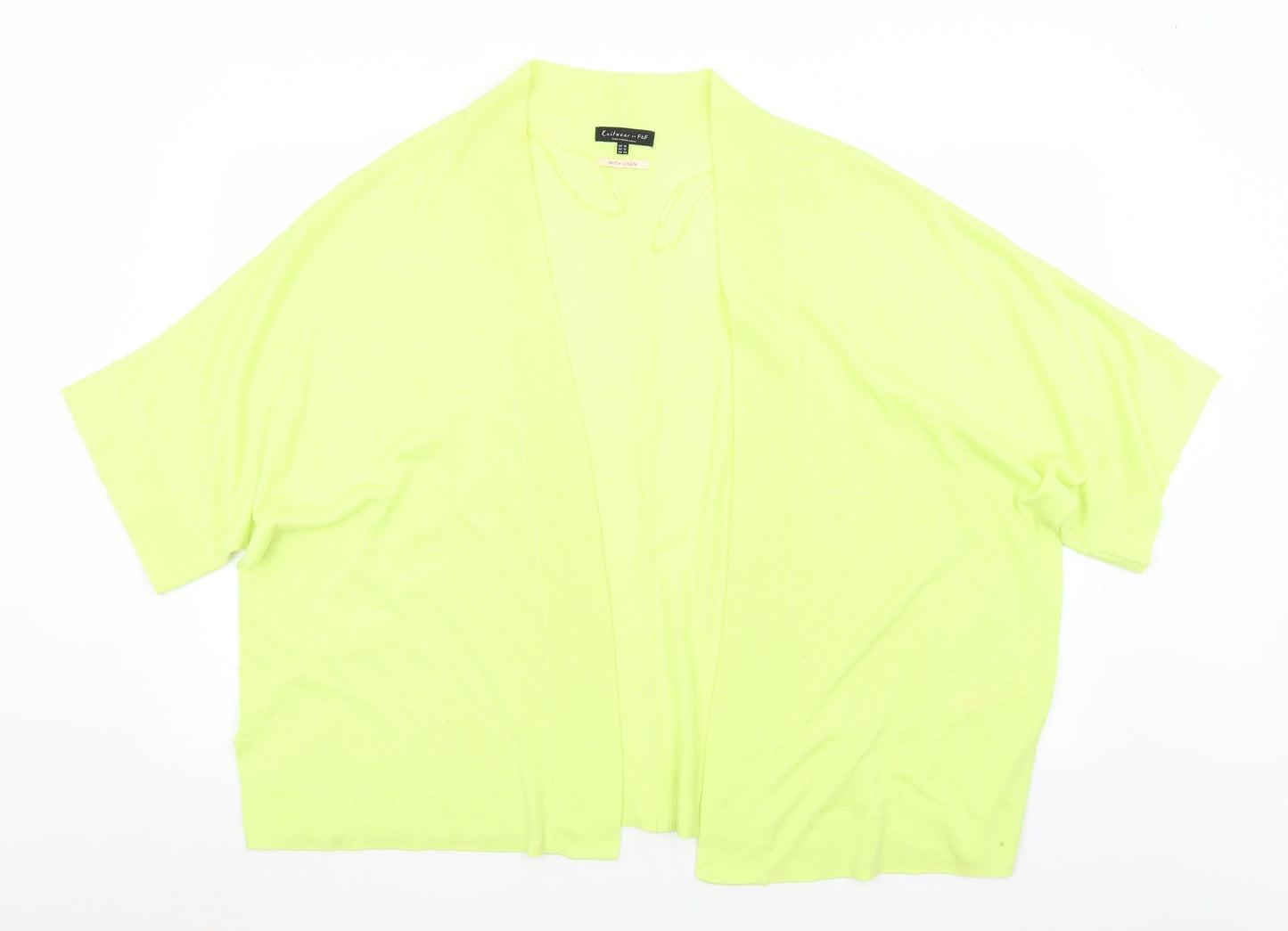 F&F Womens Yellow Collared  Acrylic Cardigan Jumper Size 16