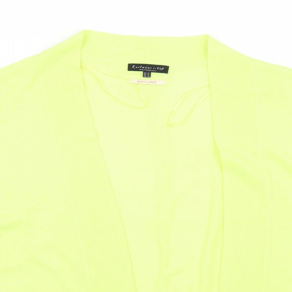 F&F Womens Yellow Collared  Acrylic Cardigan Jumper Size 16