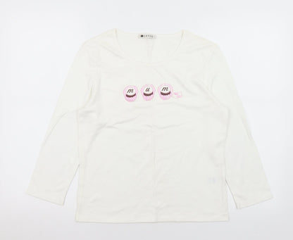 George Womens White  Cotton Basic T-Shirt Size 12 Round Neck - Mum