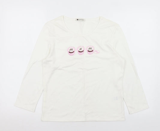 George Womens White  Cotton Basic T-Shirt Size 12 Round Neck - Mum