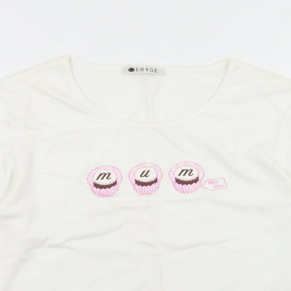 George Womens White  Cotton Basic T-Shirt Size 12 Round Neck - Mum
