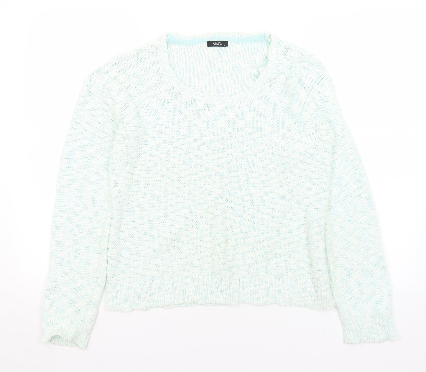 Womens UK Size 16 M&Co Green Pullover Jumper