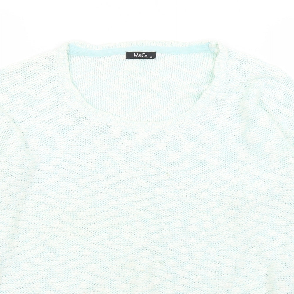 Womens UK Size 16 M&Co Green Pullover Jumper