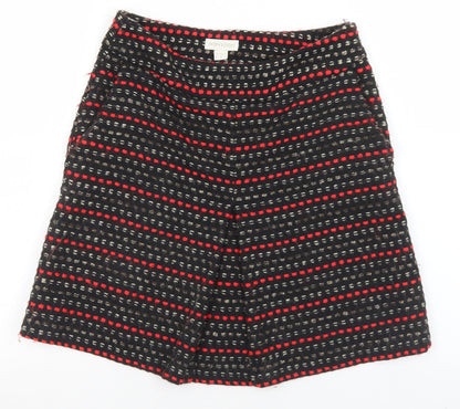 Monsoon Womens Black Geometric Polyester A-Line Skirt Size 8   Zip