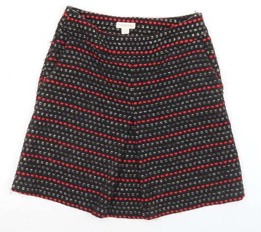 Monsoon Womens Black Geometric Polyester A-Line Skirt Size 8   Zip