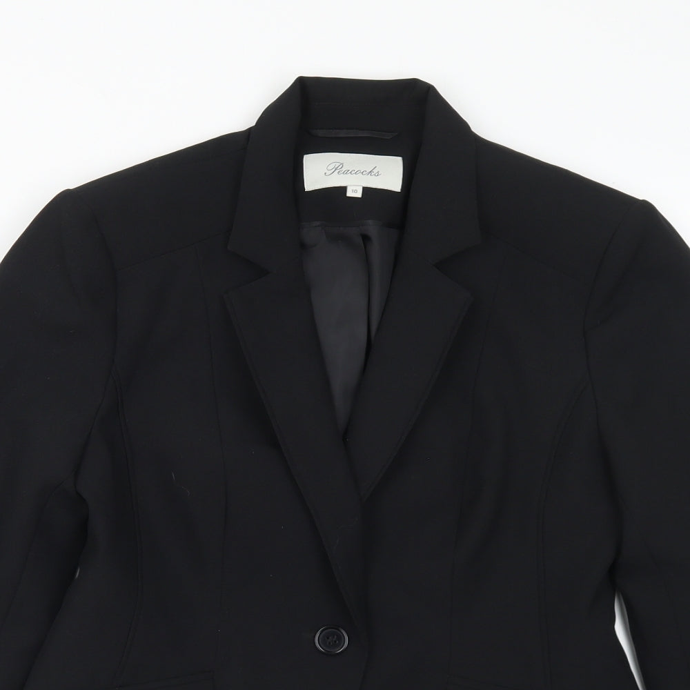 Peacocks Womens Black  Polyester Jacket Suit Jacket Size 10