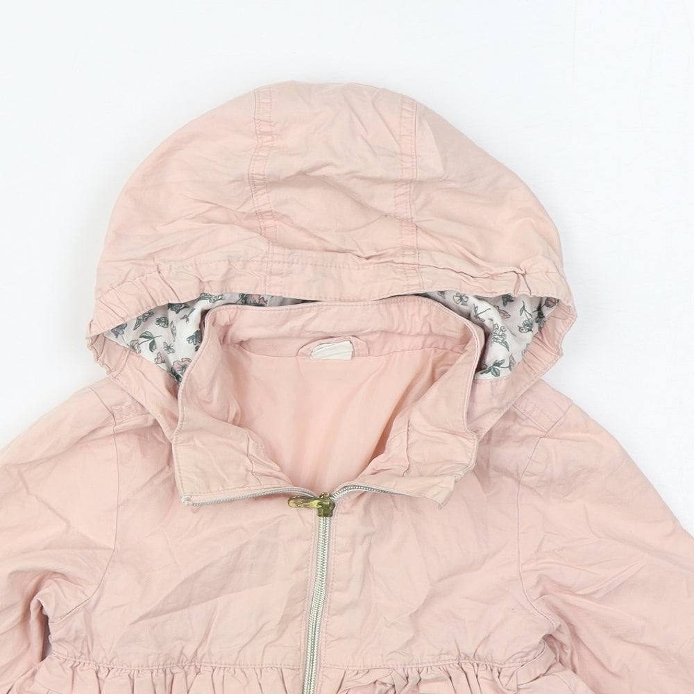 H&M Girls Pink   Parka Coat Size 3 Years  Zip