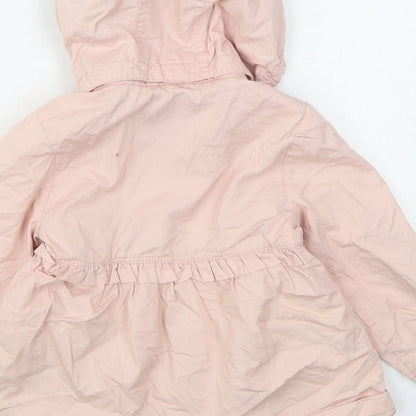 H&M Girls Pink   Parka Coat Size 3 Years  Zip