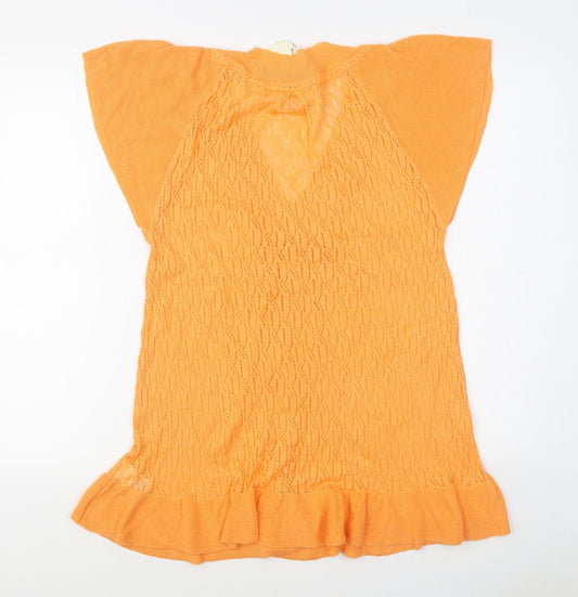 River Island Womens Orange  Cotton Jumper Dress  Size 10  V-Neck Pullover