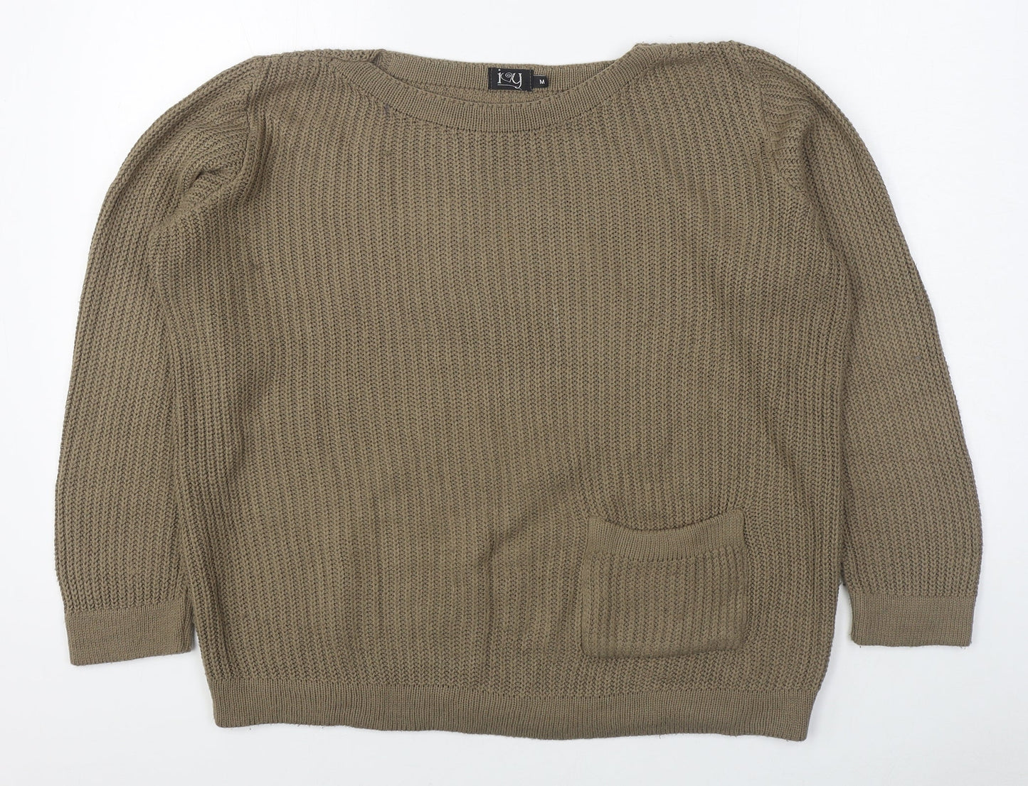 Ivy Womens Brown Boat Neck  Acrylic Pullover Jumper Size M