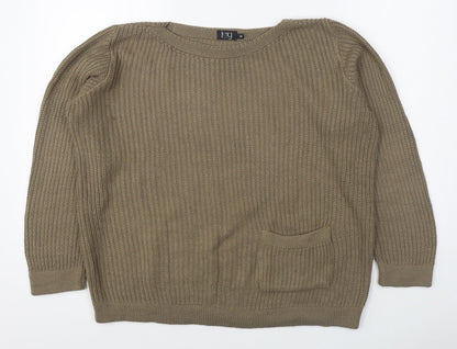 Ivy Womens Brown Boat Neck  Acrylic Pullover Jumper Size M