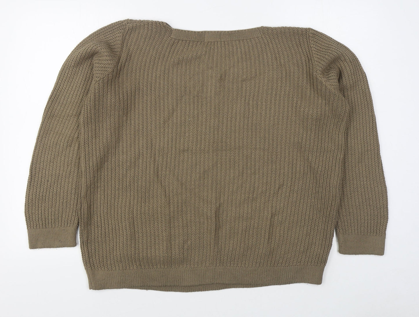 Ivy Womens Brown Boat Neck  Acrylic Pullover Jumper Size M