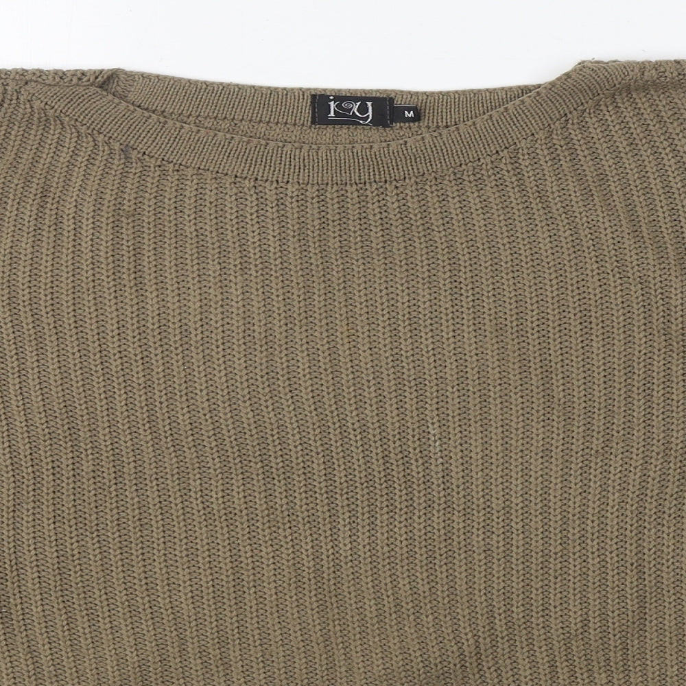 Ivy Womens Brown Boat Neck  Acrylic Pullover Jumper Size M