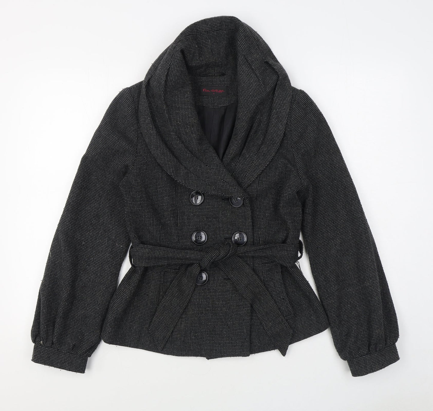 Womens UK Size 8 Miss Selfridge Black Overcoat