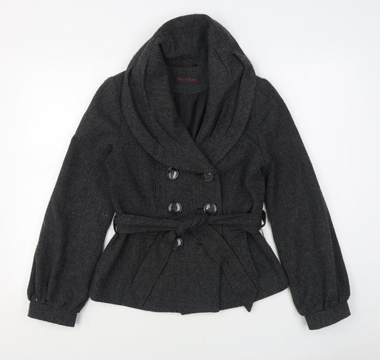 Womens UK Size 8 Miss Selfridge Black Overcoat