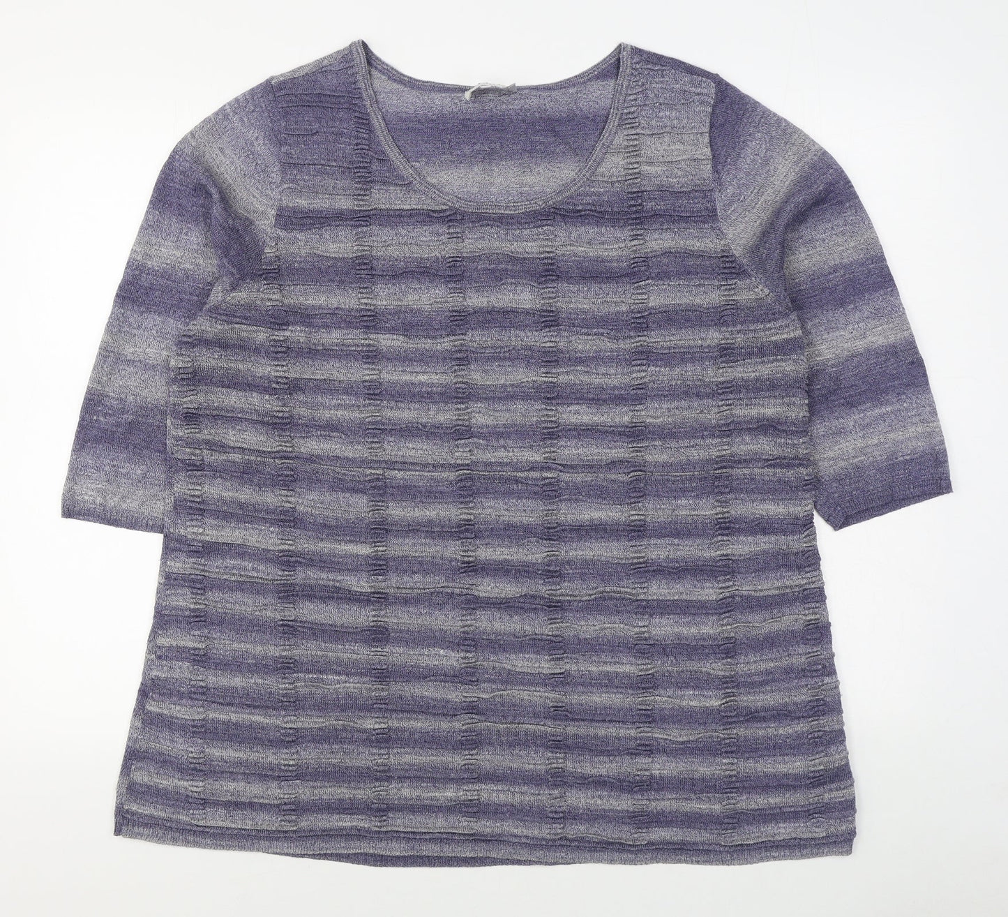 Studio 8 Womens Purple Scoop Neck Striped Acrylic Pullover Jumper Size 22