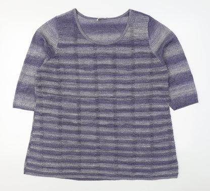 Studio 8 Womens Purple Scoop Neck Striped Acrylic Pullover Jumper Size 22