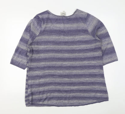 Studio 8 Womens Purple Scoop Neck Striped Acrylic Pullover Jumper Size 22