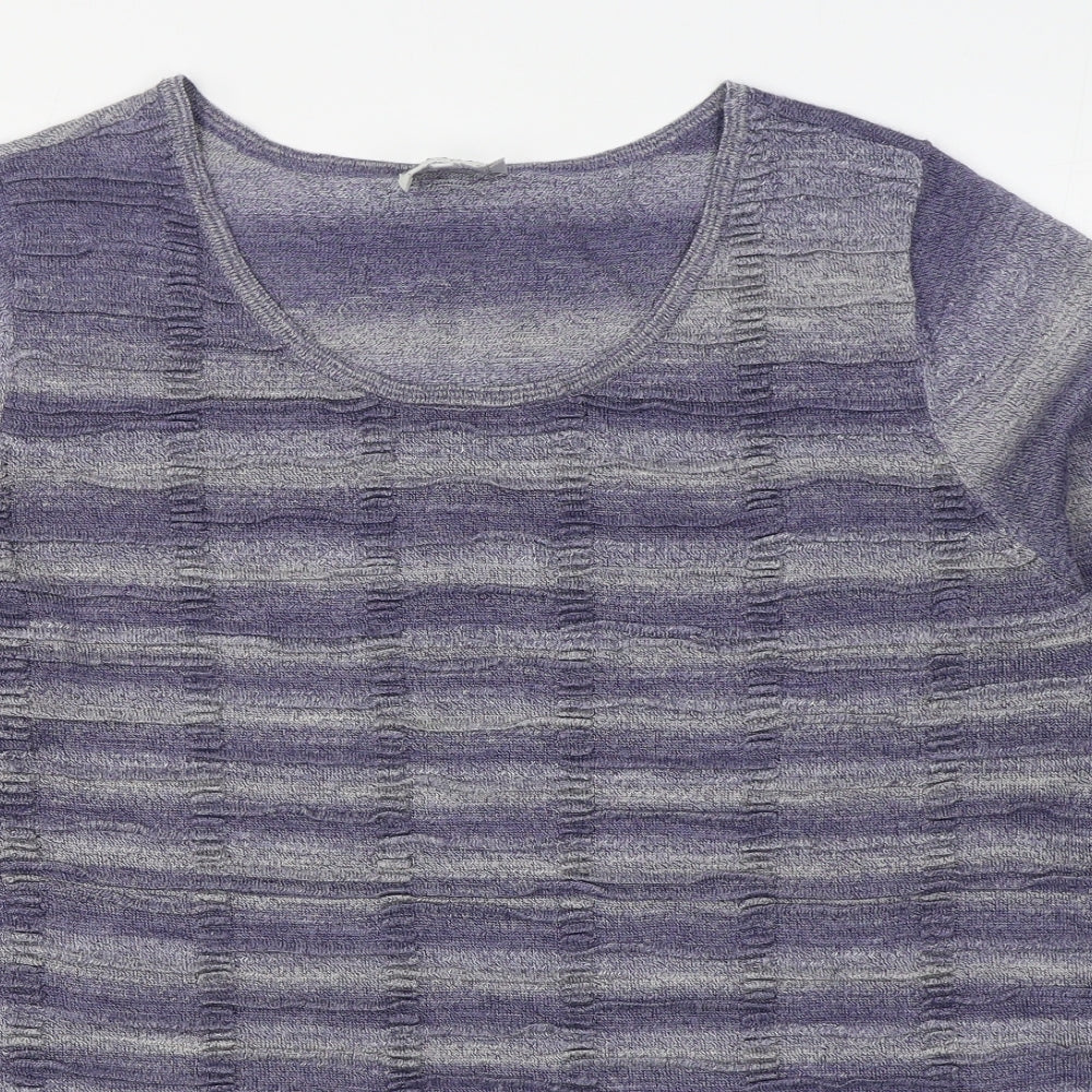 Studio 8 Womens Purple Scoop Neck Striped Acrylic Pullover Jumper Size 22