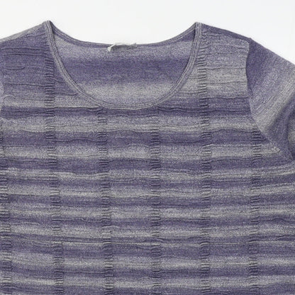 Studio 8 Womens Purple Scoop Neck Striped Acrylic Pullover Jumper Size 22