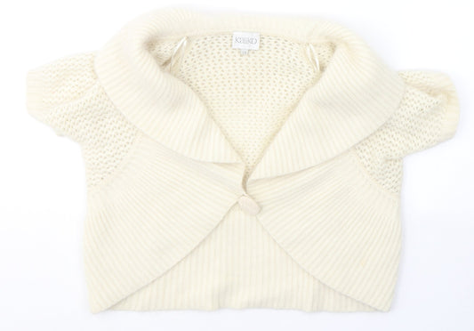 Kaliko Womens Ivory V-Neck  Nylon Cardigan Jumper Size 14