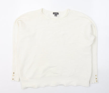 Primark Womens White Round Neck  Viscose Pullover Jumper Size 12