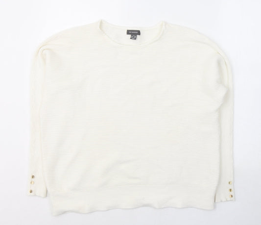 Primark Womens White Round Neck  Viscose Pullover Jumper Size 12