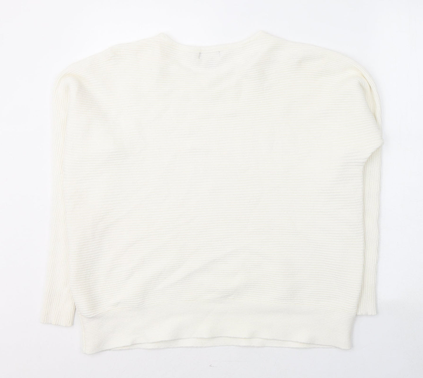 Primark Womens White Round Neck  Viscose Pullover Jumper Size 12