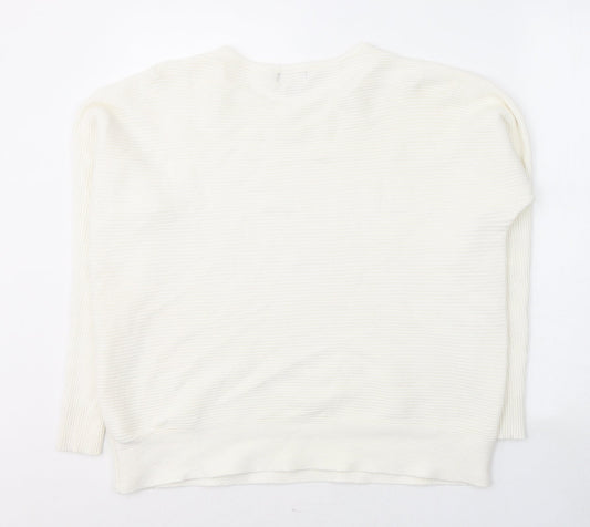 Primark Womens White Round Neck  Viscose Pullover Jumper Size 12