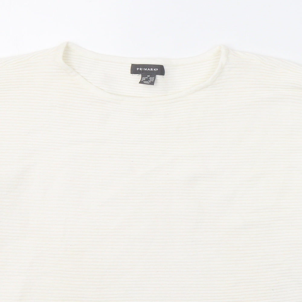 Primark Womens White Round Neck  Viscose Pullover Jumper Size 12