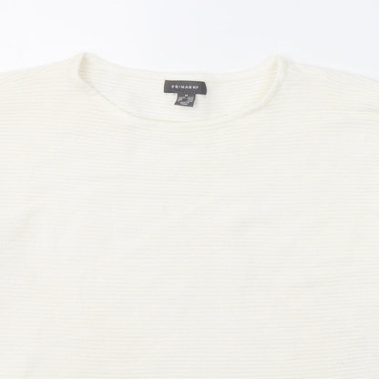 Primark Womens White Round Neck  Viscose Pullover Jumper Size 12