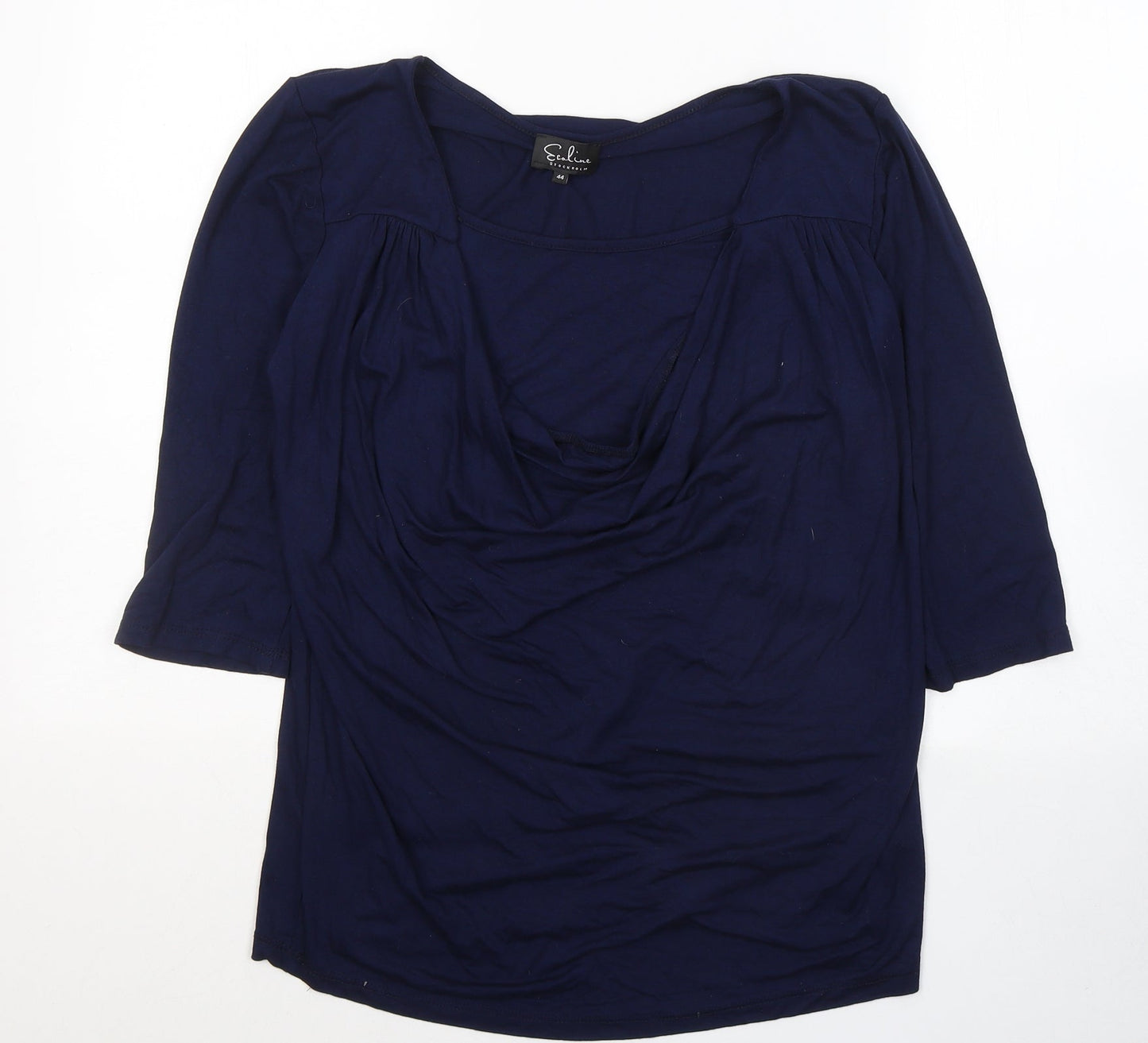 ElaLine Womens Blue  Viscose Jersey Blouse Size 16 Round Neck