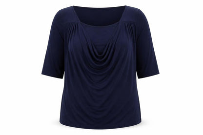 ElaLine Womens Blue  Viscose Jersey Blouse Size 16 Round Neck