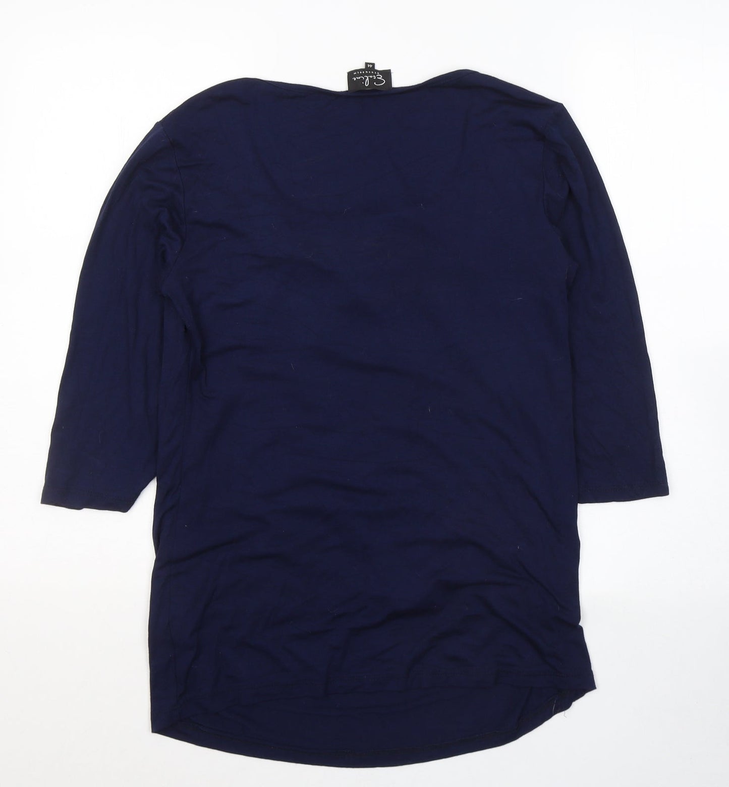 ElaLine Womens Blue  Viscose Jersey Blouse Size 16 Round Neck