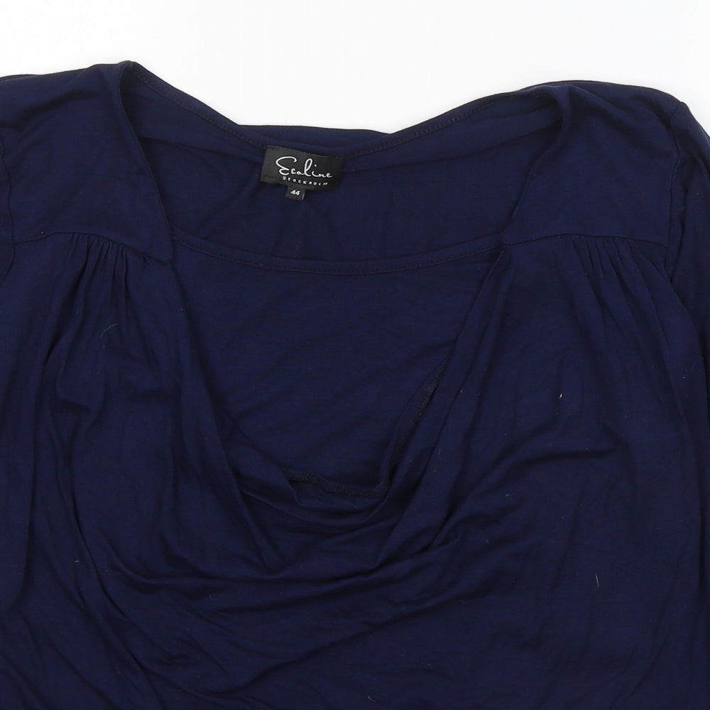ElaLine Womens Blue  Viscose Jersey Blouse Size 16 Round Neck