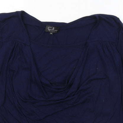 ElaLine Womens Blue  Viscose Jersey Blouse Size 16 Round Neck