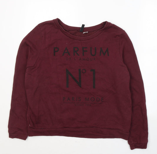 Womens UK Size L Divided by H&M Red Pullover Sweatshirt