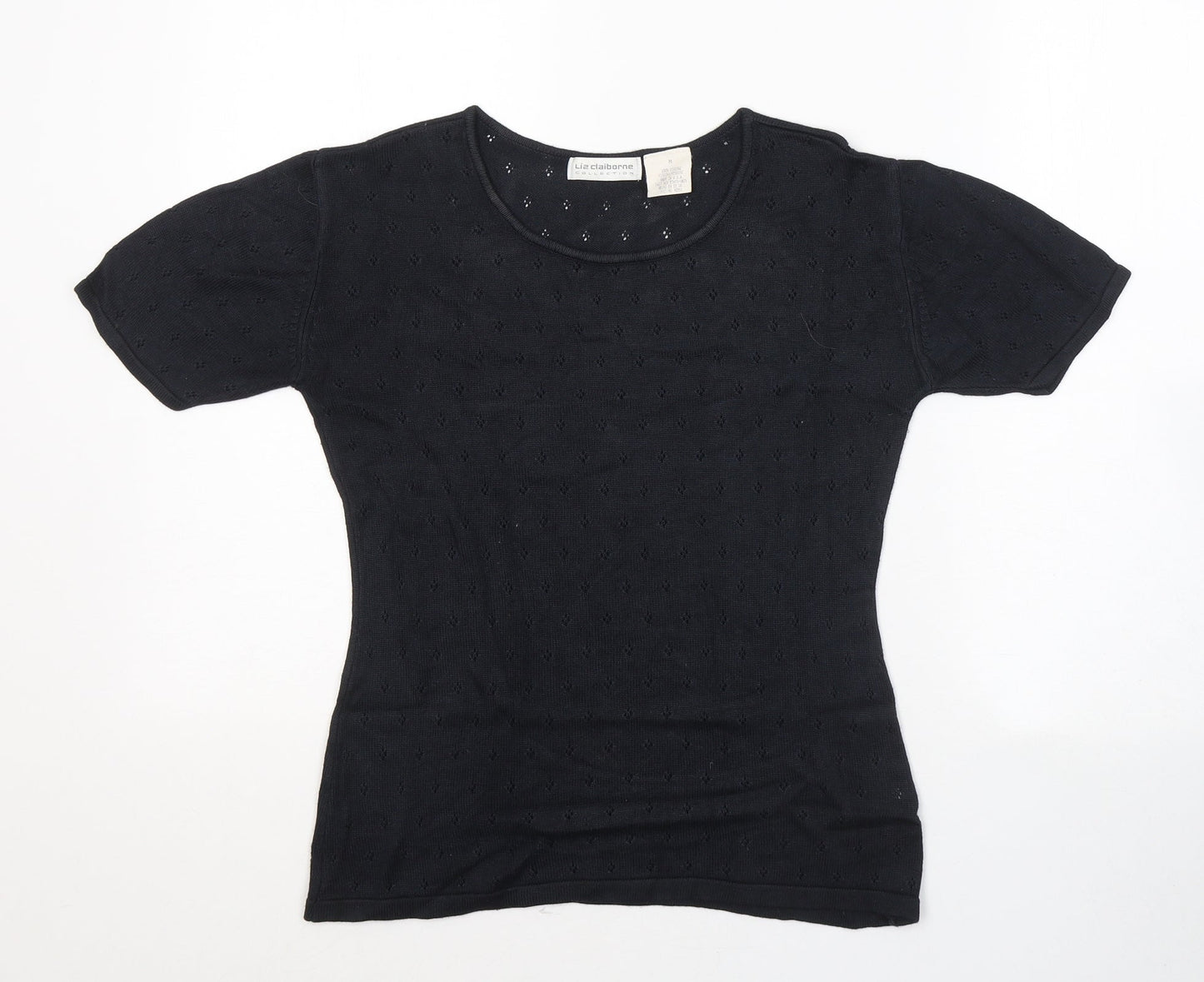 Womens UK Size M Liz Claiborne Black Jersey T-Shirt