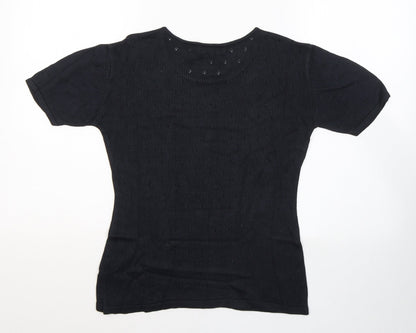 Womens UK Size M Liz Claiborne Black Jersey T-Shirt