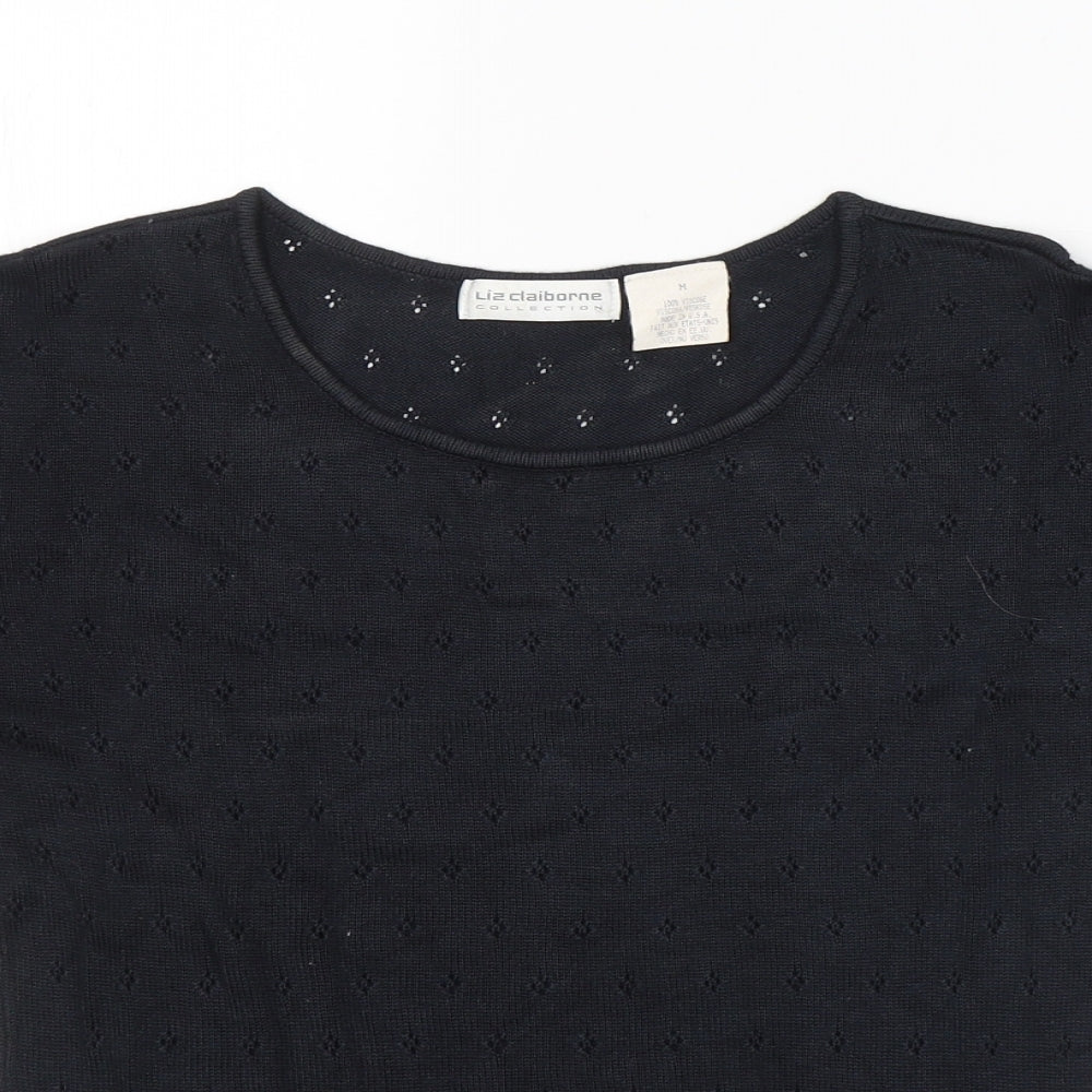 Womens UK Size M Liz Claiborne Black Jersey T-Shirt