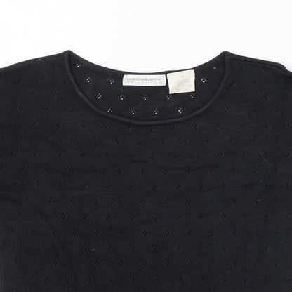 Womens UK Size M Liz Claiborne Black Jersey T-Shirt