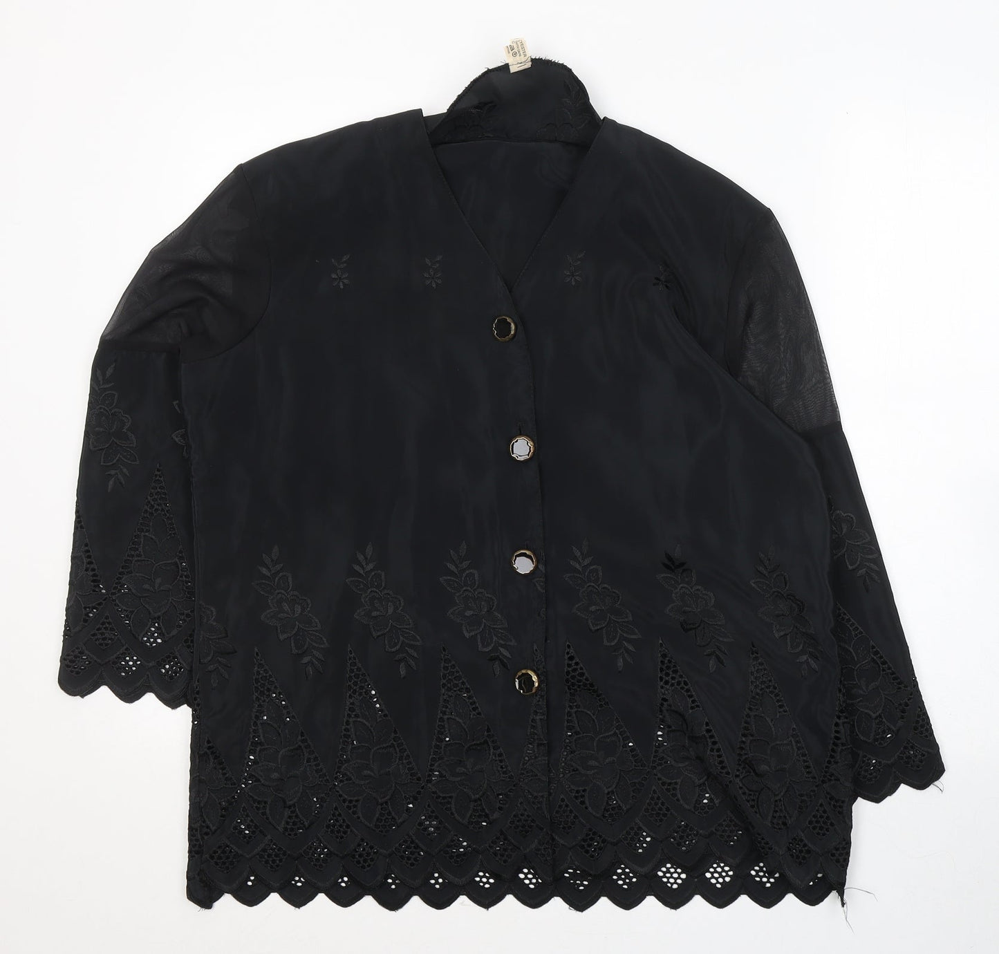 Womens UK Size One Size Preworn Black Basic Button-Up