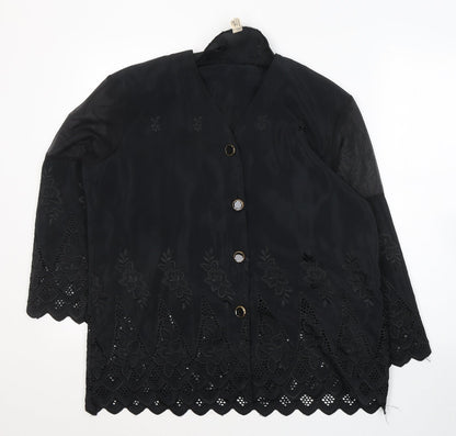 Womens UK Size One Size Preworn Black Basic Button-Up