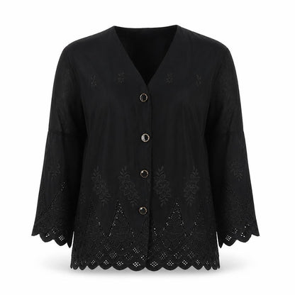 Womens UK Size One Size Preworn Black Basic Button-Up