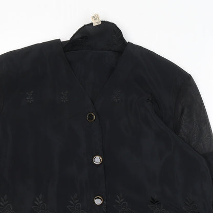 Womens UK Size One Size Preworn Black Basic Button-Up