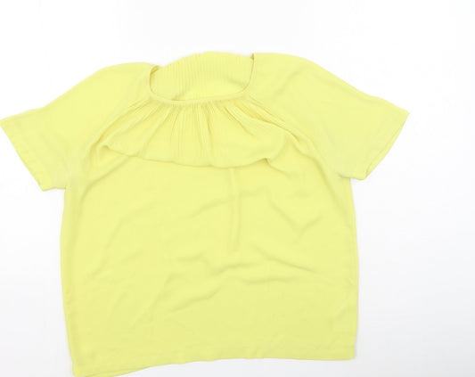 Mexx Womens Yellow  Polyester Basic Blouse Size 8 Round Neck