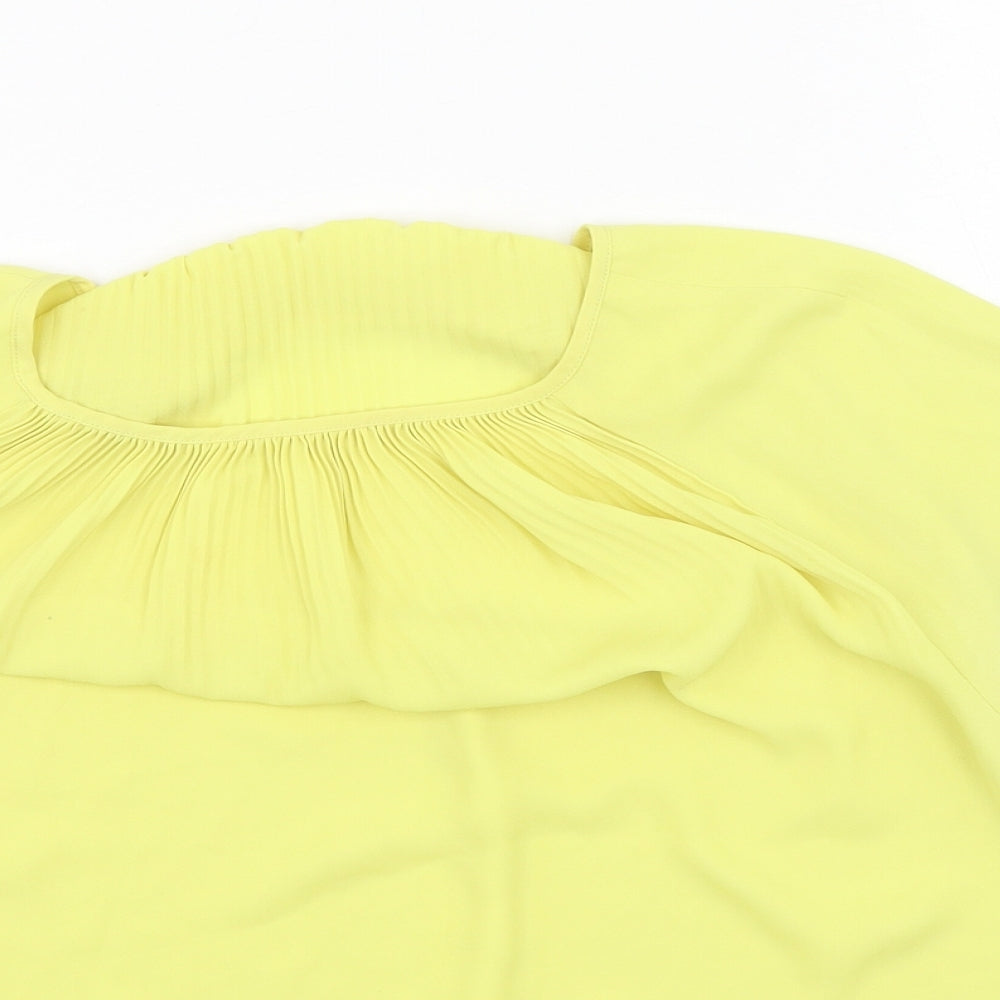 Mexx Womens Yellow  Polyester Basic Blouse Size 8 Round Neck