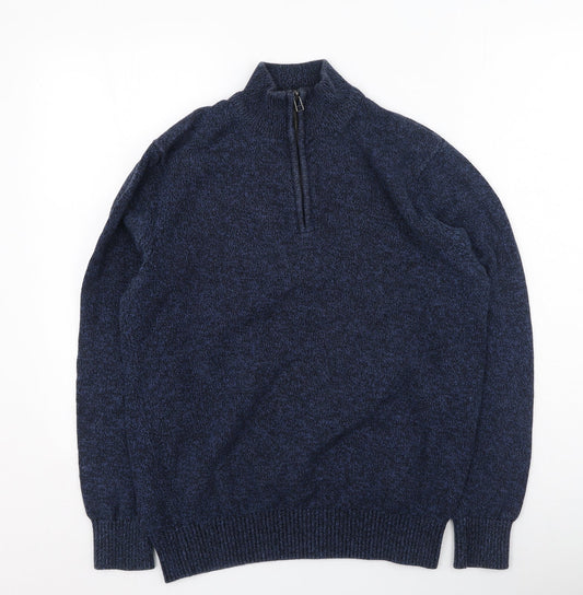 Debenhams Mens Blue High Neck  Cotton Pullover Jumper