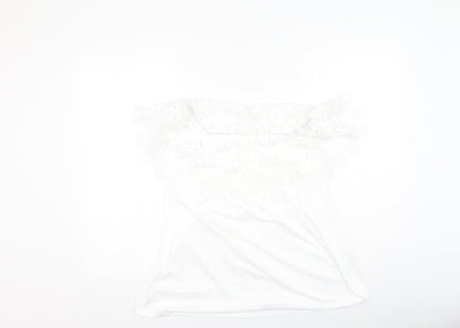 SheIn Womens White  Polyester Basic Blouse Size XL Off the Shoulder